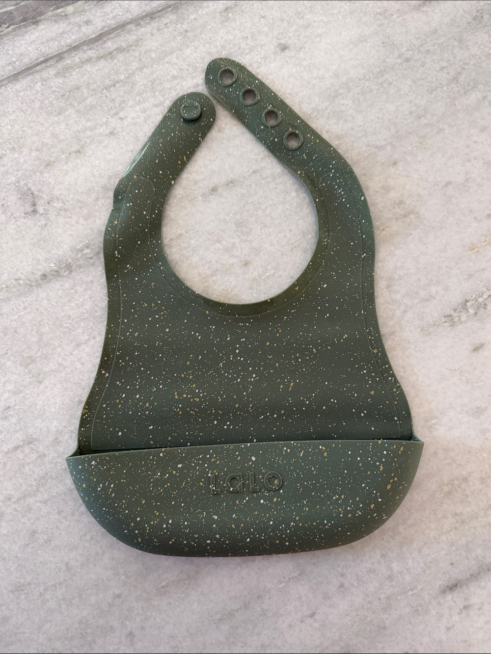 Lalo Silicone Baby Bib - Forest Green with Gold Speckle